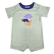 Ishtex Textile Products, Inc Dino Boy's Romper Green Stripe