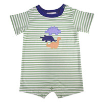 Ishtex Textile Products, Inc Dino Boy's Romper Green Stripe