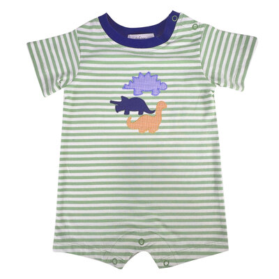 Ishtex Textile Products, Inc Dino Boy's Romper Green Stripe