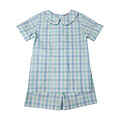 Ishtex Textile Products, Inc Aqua Plaid Boy's Shorts Set