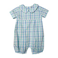 Ishtex Textile Products, Inc Aqua Plaid Boy's Bubble Romper