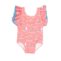 RuffleButts + RuggedButts Pink Seas the Day Butterfly Sleeve 1PC