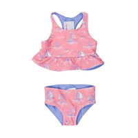 RuffleButts + RuggedButts Pink Seas the Day Reversible Peplum Tankini