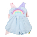 Zuccini Lt Blue Seersucker Rainbow Sussie Overall