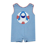 Zuccini Periwinkle Stripe Shark Knit Shortall