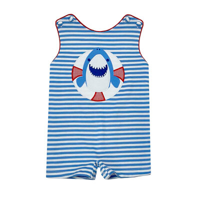 Zuccini Periwinkle Stripe Shark Knit Shortall