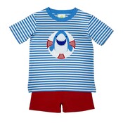 Zuccini Periwinkle Stripe Shark Knit Short Set