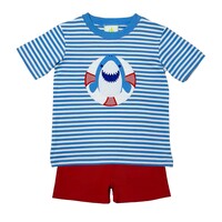 Zuccini Periwinkle Stripe Shark Knit Short Set