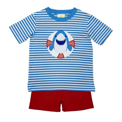 Zuccini Periwinkle Stripe Shark Knit Short Set