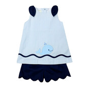Zuccini Lt Blue Mini Seersucker Whale Eloise Short Set