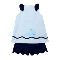 Zuccini Lt Blue Mini Seersucker Whale Eloise Short Set