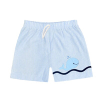 Zuccini Lt Blue Mini Seersucker Whale Swimtrunk