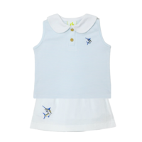 Zuccini Lt Blue Embroidered Swordfish Skort Set
