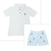 Zuccini Lt Blue Embroidered Swordfish Short Set