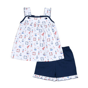 Baby Loren Ahoy Sailor! Girls Pima Short Set