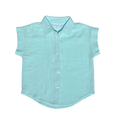 Pleat Collection Courtney Top Aqua Gauze