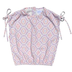 Pleat Collection Emma Top with Ties Purple/Coral