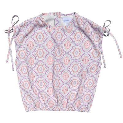 Pleat Collection Emma Top with Ties Purple/Coral