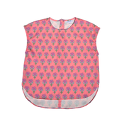 Pleat Collection Mae Top Coral Block Print