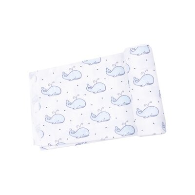 Angel Dear Bubbly Whale Blue Ribbed Swaddle Blanket