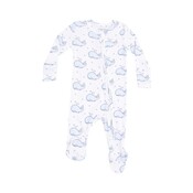 Angel Dear Bubbly Whale Blue Ribbed 2 Way Zipper Footie