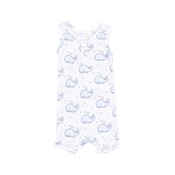 Angel Dear Bubbly Whale Blue Ribbed Sleeveless Shortie Romper