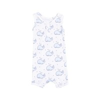 Angel Dear Bubbly Whale Blue Ribbed Sleeveless Shortie Romper