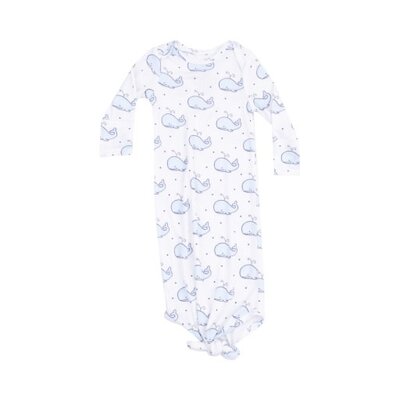 Angel Dear Bubbly Whale Blue Ribbed Knotted Gown