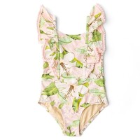 Shade Critters Hibiscus Botanical Pink 1PC Ruffle Swimsuit