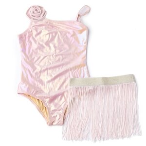 Shade Critters Metallic Pink One Shoulder Swimsuit & Skirt