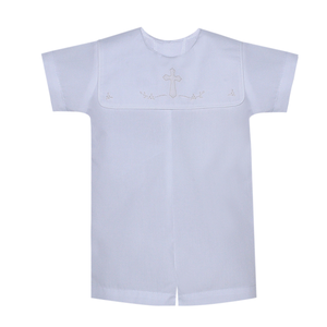 Baby Sen White Ellis Cross Boy Romper
