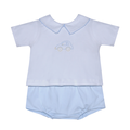 Baby Sen White Bailey Car Knit Diaper Set