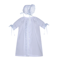 Baby Sen White Finn Daygown w/Blue Scallop Ruffle