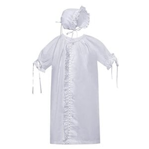 Baby Sen White Finn Daygown w/White Scallop Ruffle