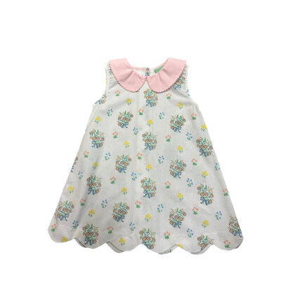 Sage & Lilly Spring Bouquet Scallop Peter Pan A-line Dress