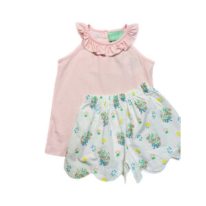 Sage & Lilly Spring Bouquet Scallop Short Set