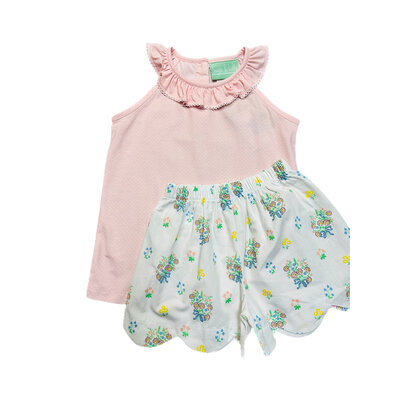 Sage & Lilly Spring Bouquet Scallop Short Set