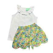 Sage & Lilly Coral Floral Scallop Short Set