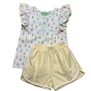 Sage & Lilly Sail Away Ruffle Sleeve Short Set