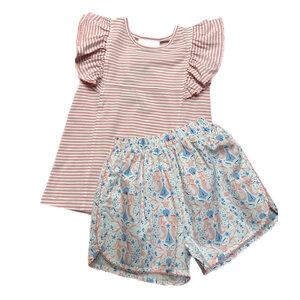 Sage & Lilly Mermaid Ruffle Sleeve Short Set
