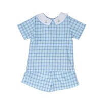 The Oaks Apparel John Mint Blue Windowpane Short Set