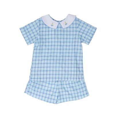 The Oaks Apparel John Mint Blue Windowpane Short Set