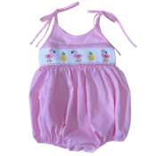 Lulu Bebe Flamingo Smocked Spaghetti Strap Bubble