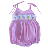 Lulu Bebe Flamingo Smocked Spaghetti Strap Bubble