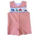 Lulu Bebe Construction Truck Smocked Orange Shortall