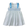 Lulu Bebe Blue Floral Smocked Sleeveless Dress w/ Bows