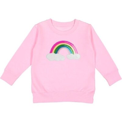Rainbow Sequin Patch Pink Sweatshirt