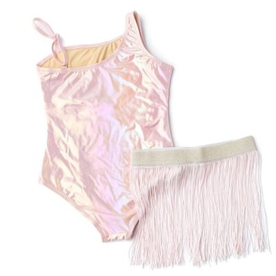 Shade Critters Metallic Pink One Shoulder Swimsuit & Skirt