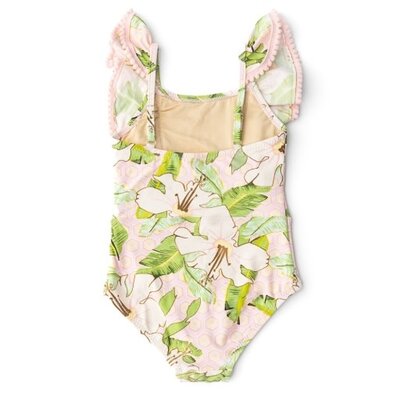Shade Critters Hibiscus Botanical Pink 1PC Ruffle Swimsuit