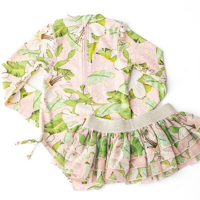 Shade Critters Hibiscus Botanical Pink 1PC Swimsuit  & Tutu